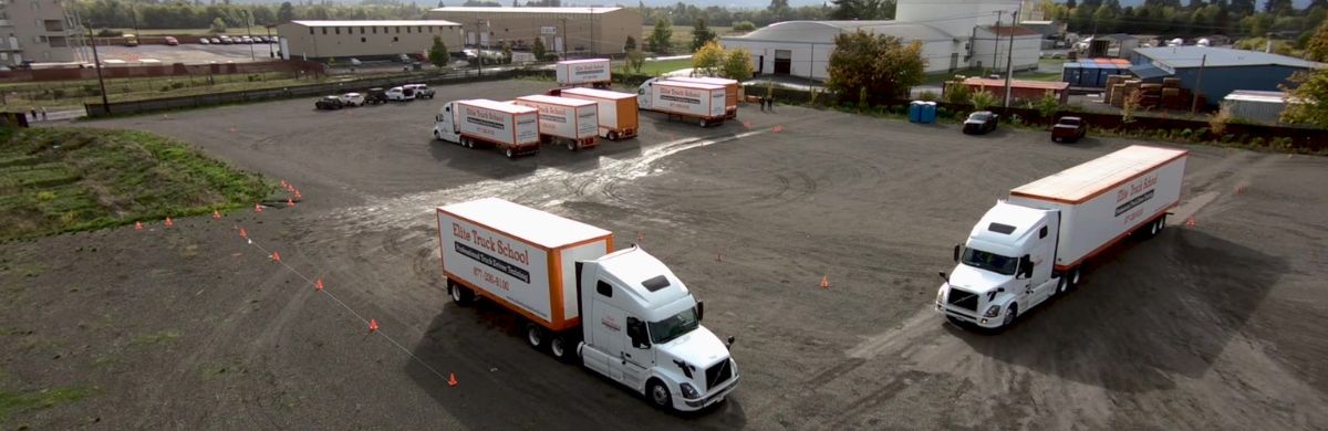 Trucks in practice yard